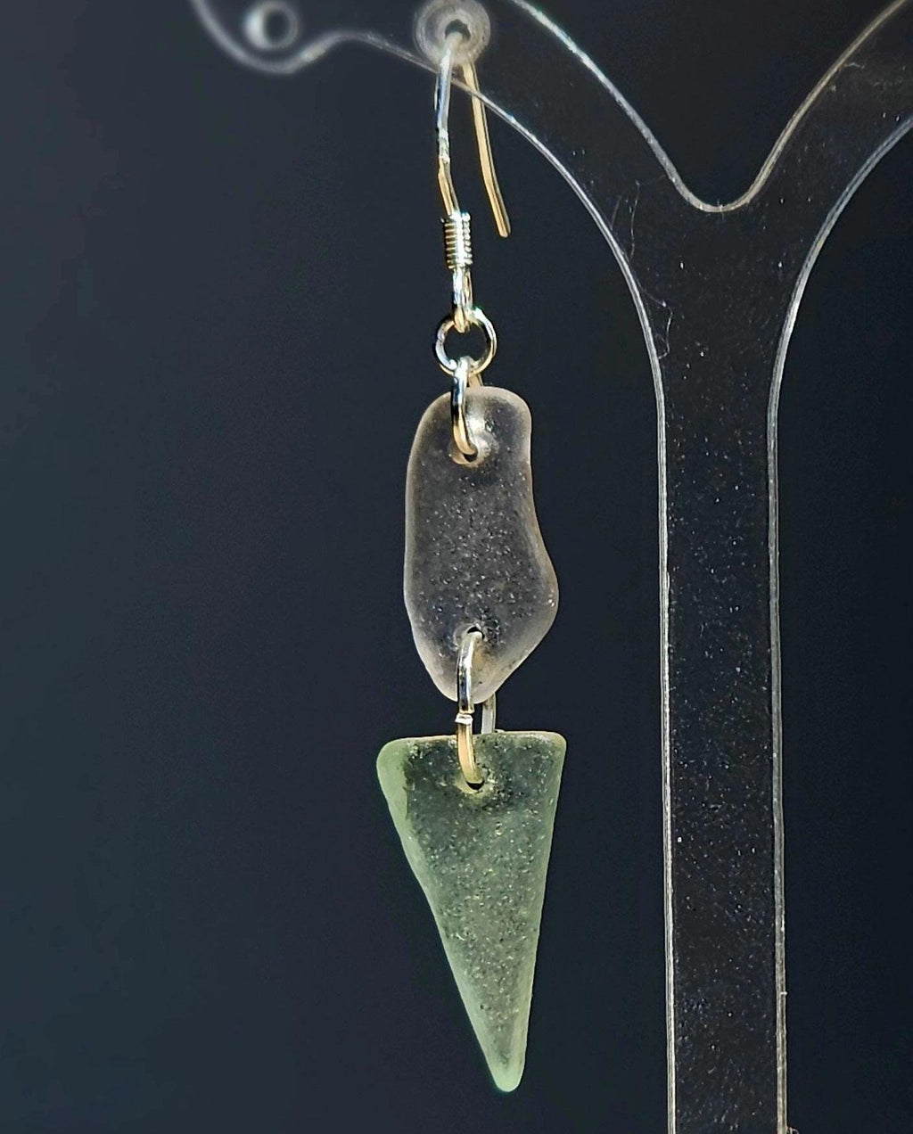 Sterling Silver Pale Pink & Seafoam Aqua Sea Glass Earrings